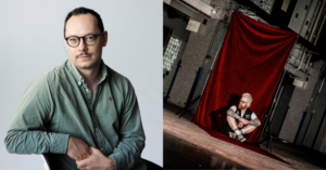 Kuvissa tietokirjailija Juha Kauppinen & artisti Merlyn Driver